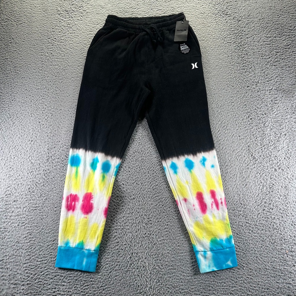 Hurley Sweatpant Boys L Black Jogger Fleece Lined Tapered Basketball Performance